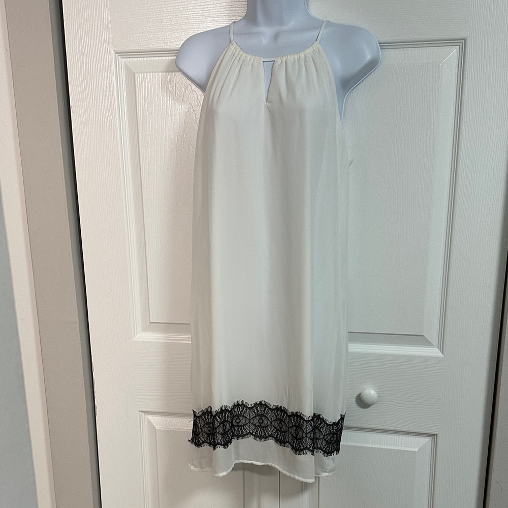 Enfocus Studio Cream Dress with Black Accents